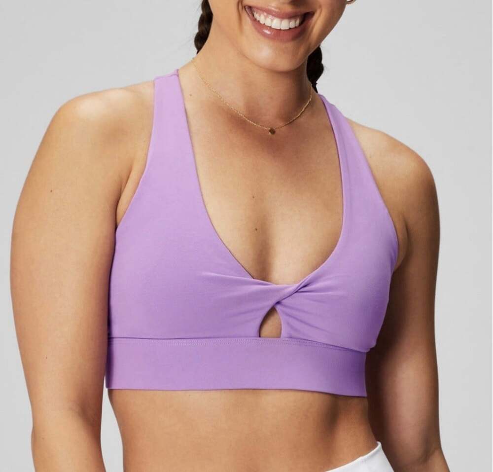Fabletics Pink Oasis Twist Athleisure Activewear Medium Impact Sports Bra-M
